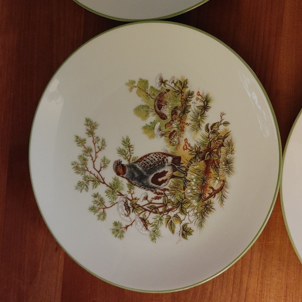 6 Bareuther Waldsassen Wildlife Transferware Porcelain Luncheon Plates - Picture 3 of 17